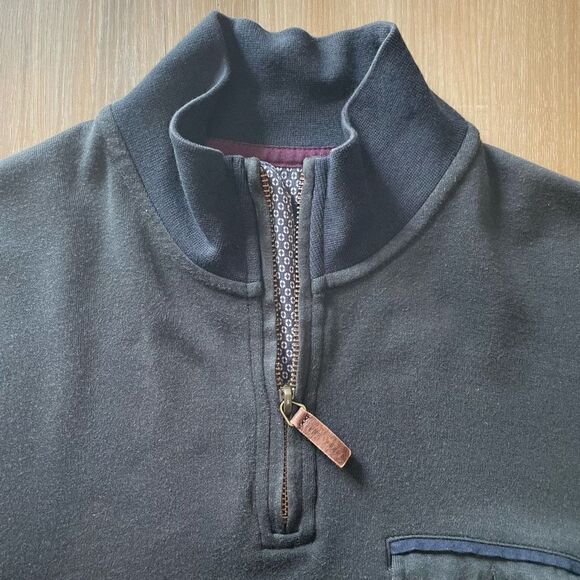 Ted Baker Mens Blue Classic 1/4 Zip Long Sleeve Casual Pullover Sweater 3 Small - Picture 3 of 10